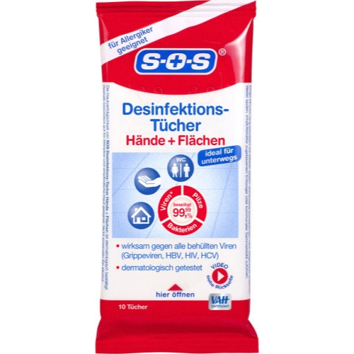 SOS Desinfektonstuch 10 Stück