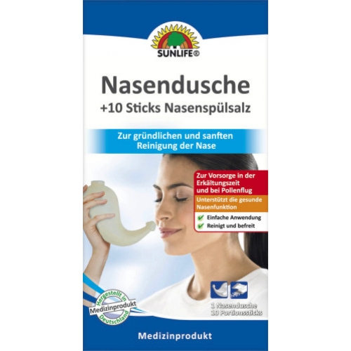 Sunlife Nasendusche + 10 Salzsticks bei Pollenflug/Erkältung 22,5g
