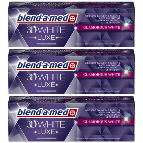 3 x Blend-a-med Zahnpasta Zahncreme 3D White Luxe Glamorous 75ml