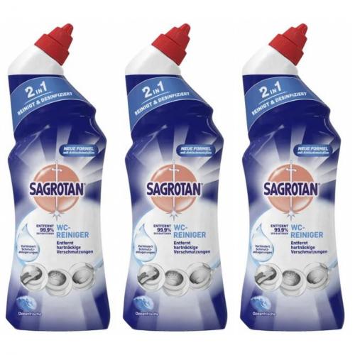 3 x Sagrotan WC-Reiniger Ozeanfrische 750ml entfernt 99,9% Bakterien