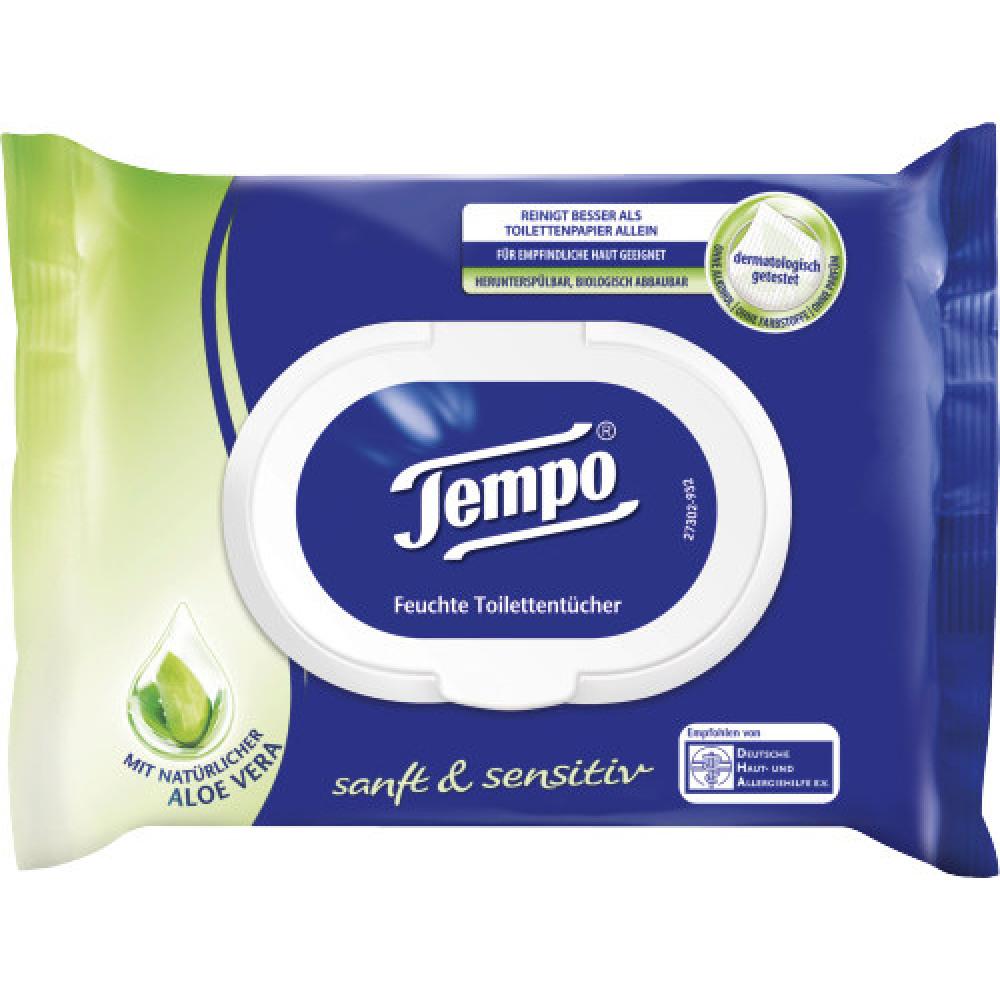 3 x Tempo Toilettenpapier Feucht Sanft & Sensitiv 42 Tücher Nachfüller 