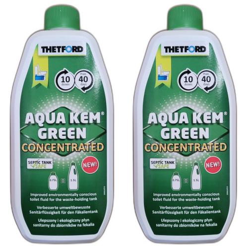 2 x Thetford Aqua Kem Green 750ml Fkalientankflssigkeit Konzentrat Sanitrflssigkeit 
