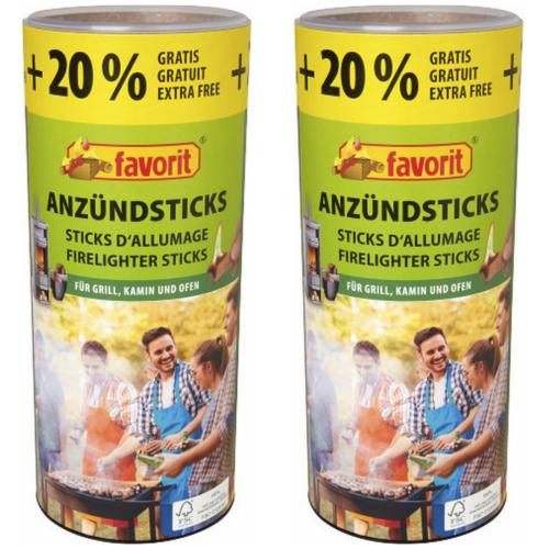 2 x Favorit Anzndsticks fr Grill Kamin Ofen Anznder 100 Stck