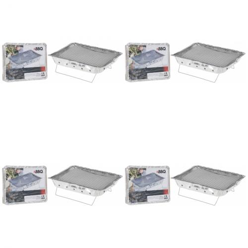 4 x BBQ Einweg Sofort Grill mit Holzkohle 31x24x5cm