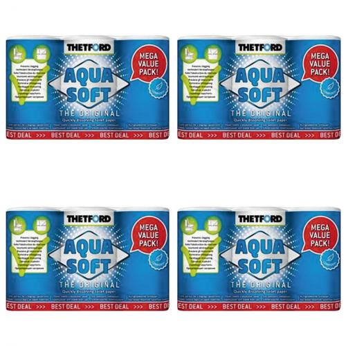 4 x Thetford Toilettenpapier Aqua Soft Campingtoilettenpapier Sondergröße 6 Rollen