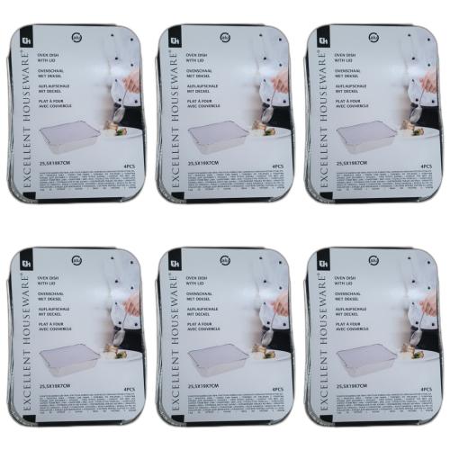 6 x Aluminium Schssel Schale mit Deckel 4 Stck 25x19cm