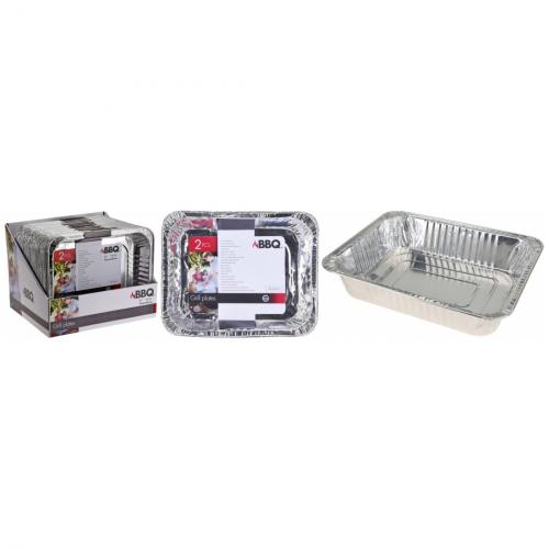 6 x BBQ Servierschale Aluschale Grillzubehr 2 Stck 32x26cm