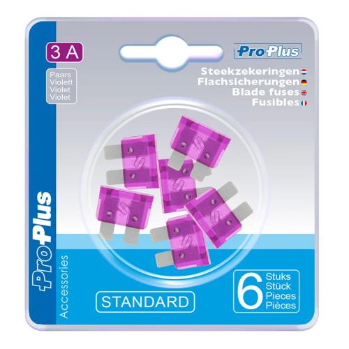 Flachsicherungen Standard 3A violett 6 Stck im Blister