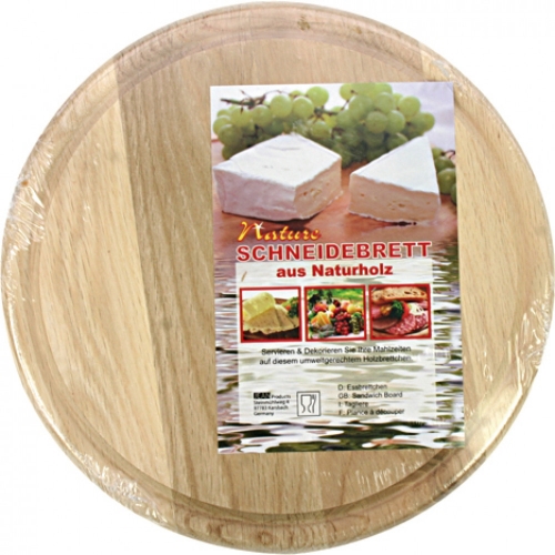 Brotzeitbrett Kche Schneidebrett Holzbrett Rund 23 x 0,5 cm aus Birkenholz